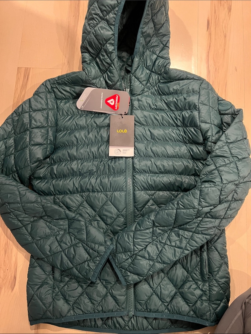 Lole Midnight Teal Quilted Hooded Insulated Jacket